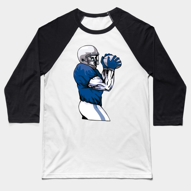 Quarterback Passing Ball Retro Baseball T-Shirt by retrovectors